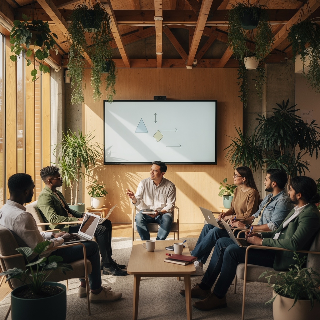 Grupo participando en una sesión en vivo sobre tecnología